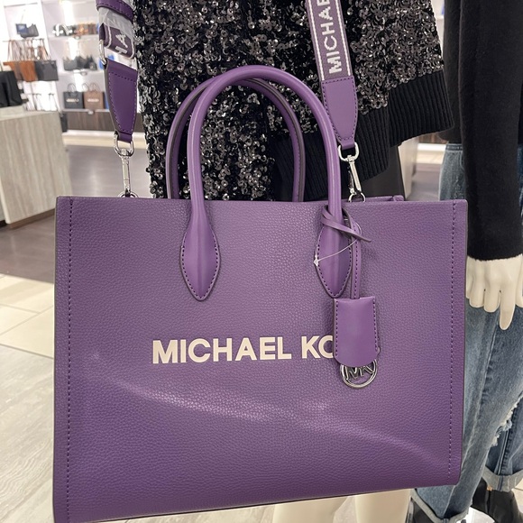 MICHAEL KORS Mirella Medium Pebbled Leather Tote Bag
Dark Purple 
NWT - Picture 9 of 16
